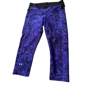 Small Under Armour HeatGear Women's Crop Leggings Purple Black